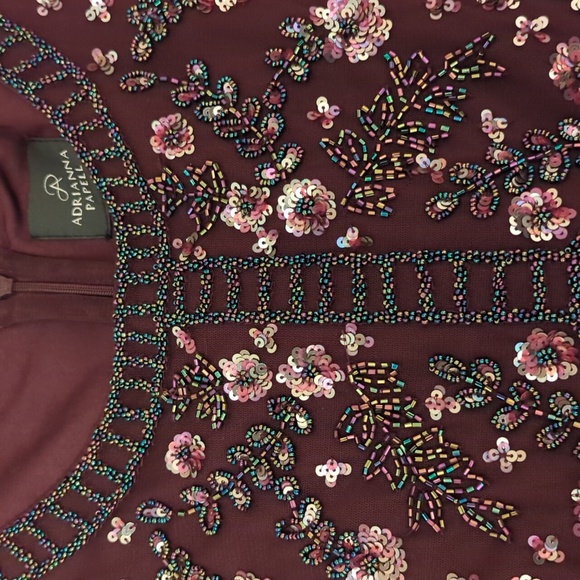 Adrianna Papell Maroon Floral Long Sleeve Dress - Picture 6 of 6